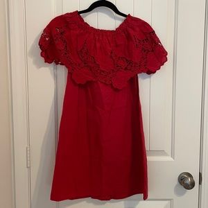 Red off shoulder dress